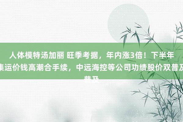 人体模特汤加丽 旺季考据，年内涨3倍！下半年集运价钱高潮合手续，中远海控等公司功绩股价双普及